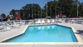 marina with swimming pool